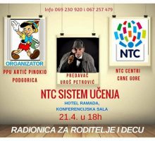 U subotu NTC Radionica za roditelje i djecu u Podgorici