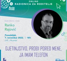 Naredne sedmice predavanje dr Ranka Rajovića za roditelje